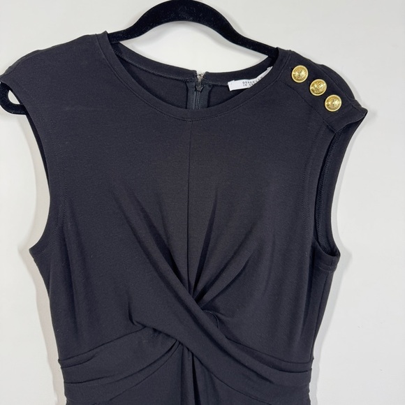 Derek Lam 10 Crosby Black Sleeveless Twist Front Mini Dress Gold Button Detail S - Picture 3 of 12